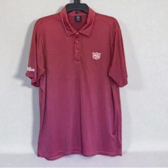 Wilson Staff Pin Stripe Polo Golf Shirt Red and Black Large NWOT - Picture 2 of 9